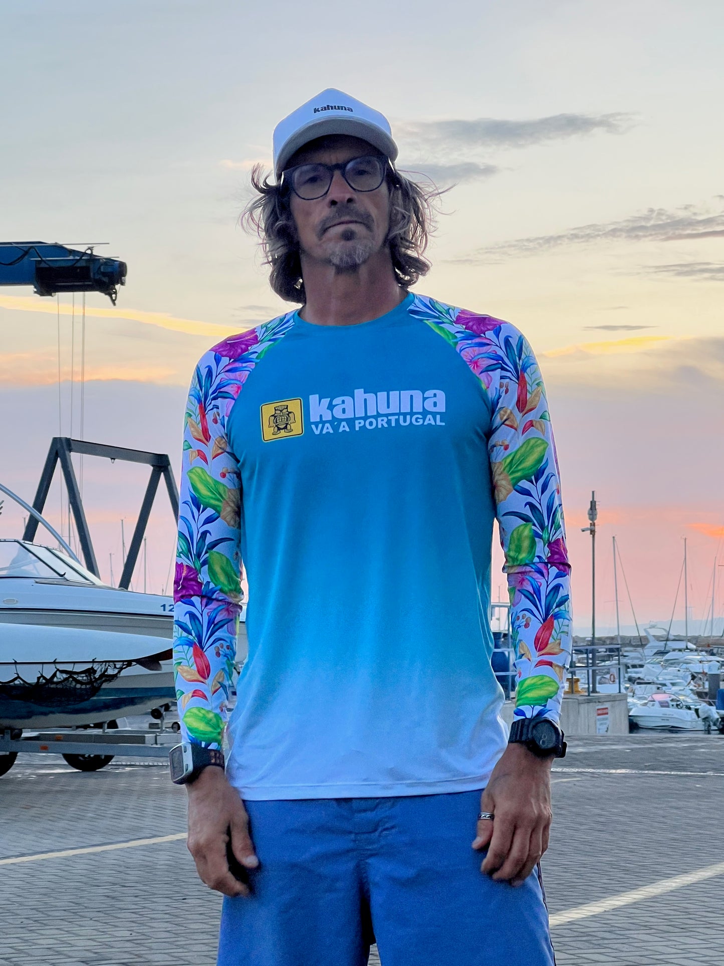Lycra Uv +50 Azul Floral