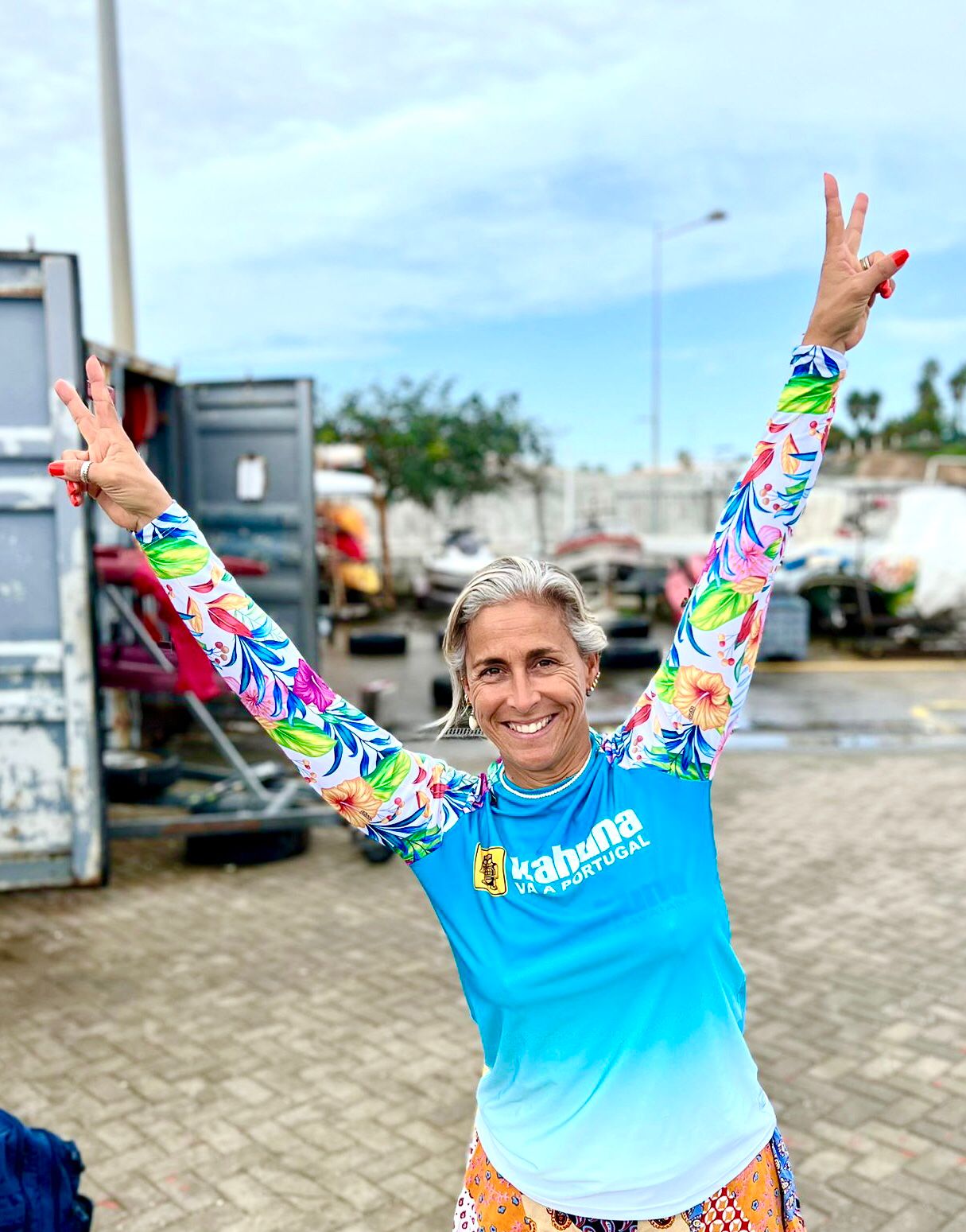 Lycra Uv +50 Azul Floral